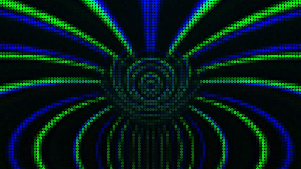 Обои пиксели, точки, линии, разноцветный, зеленый, синий