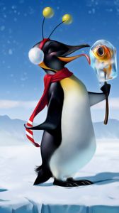 Превью обои пингвин, лед, снег, мороженое