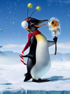 Превью обои пингвин, лед, снег, мороженое