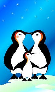 Превью обои пингвины, арт, семья, любовь