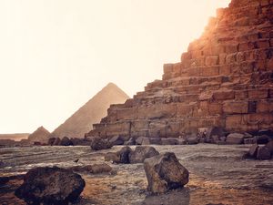 Превью обои пирамида, камни, пустыня, египет