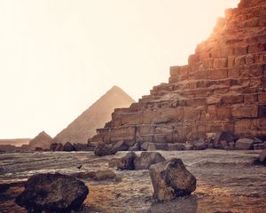 Превью обои пирамида, камни, пустыня, египет