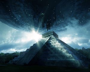 Превью обои пирамида, нло, пришельцы, визит, контакт, внеземной, цивилизация
