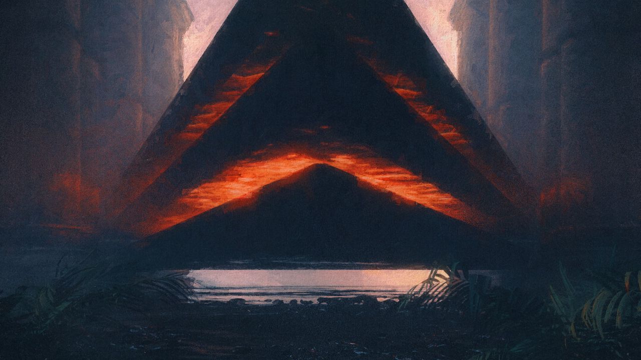 Обои пирамида, здания, темный, арт