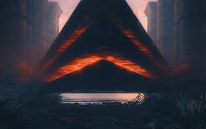 Превью обои пирамида, здания, темный, арт
