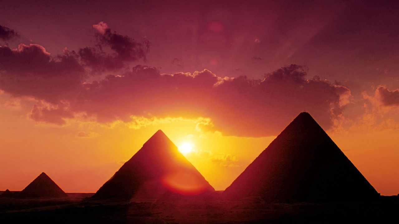 Обои пирамиды, египет, солнце