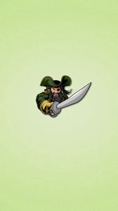Превью обои пират, светло зеленый фон, меч, одноглазый, борода, минимализм
