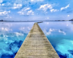 Превью обои пирс, бухта, море, вода, синий