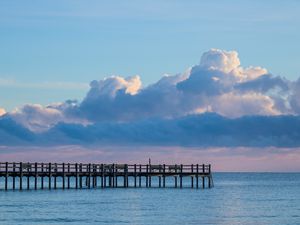 Превью обои пирс, море, горизонт