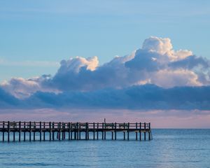 Превью обои пирс, море, горизонт