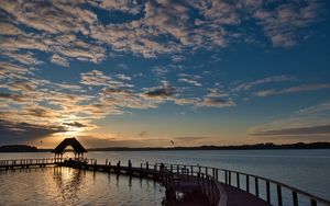 Превью обои пирс, море, вода, небо, облака