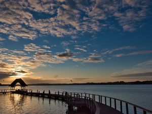 Превью обои пирс, море, вода, небо, облака