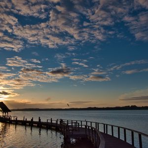 Превью обои пирс, море, вода, небо, облака