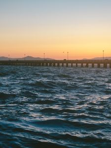 Превью обои пирс, море, волны
