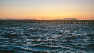 Превью обои пирс, море, волны