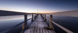 Превью обои пирс, снег, мост, закат, хельсинки, финляндия