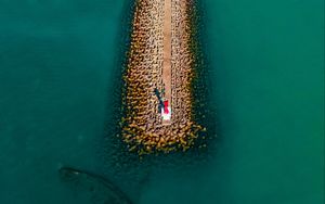 Превью обои пирс, вид сверху, вода