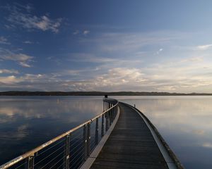 Превью обои пирс, вода, горизонт, сумерки, пейзаж