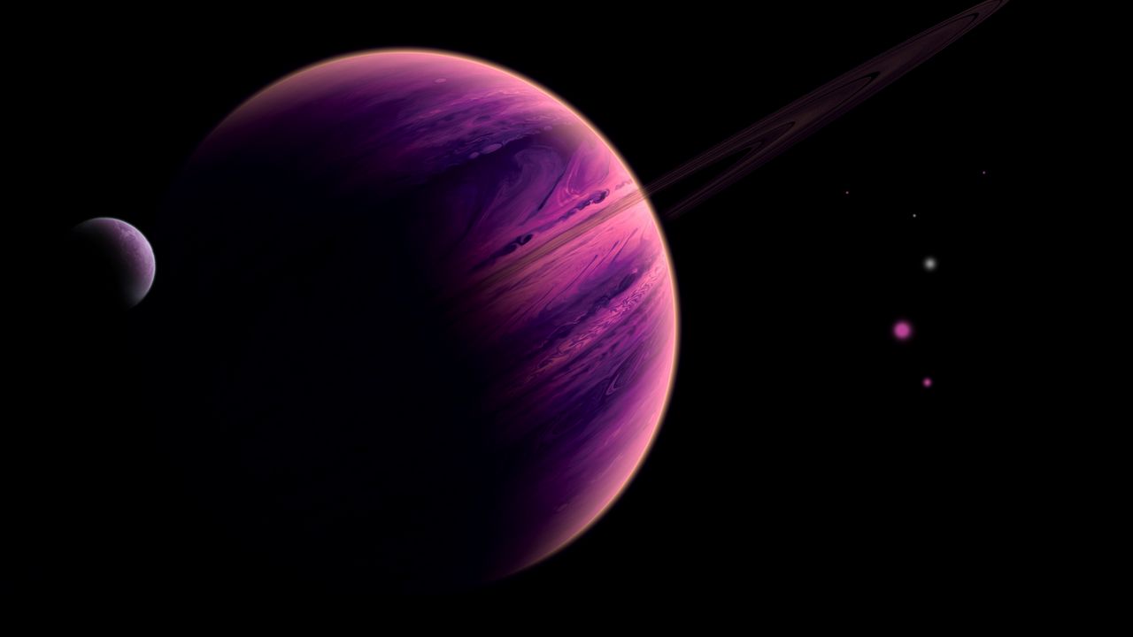 Обои планета, фиолетовый, поверхность, космос, вселенная