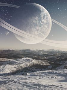 Превью обои планета, космос, снег, зима, поверхность