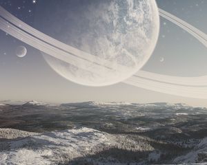 Превью обои планета, космос, снег, зима, поверхность