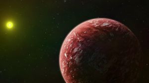 Превью обои планета, красный, поверхность, космос, звезды