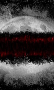 Превью обои планета, линии, краска, абстракция, темный, красный, серый