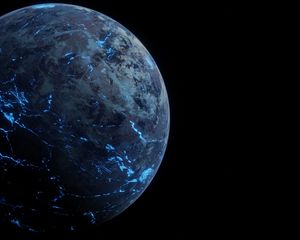 Превью обои планета, сфера, поверхность, космос, темный