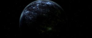 Превью обои планета, тень, темный, космос, звезды, вселенная
