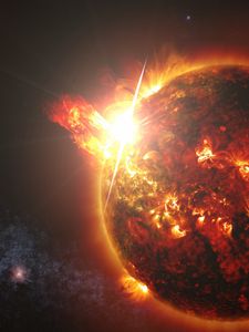 Превью обои планета, взрыв, звезды, свечение, космос