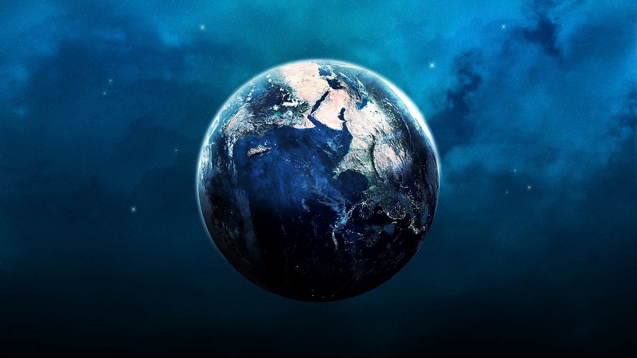 Обои планета, земля, орбита, голубой