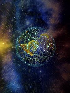 Превью обои планета, земля, сплетения, сети, космическое пространство