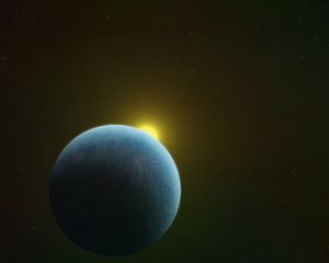 Превью обои планета, звезда, сияние, космос, вселенная