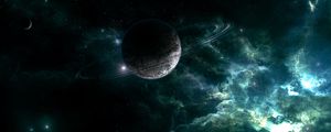 Превью обои планета, звезды, туманность, галактика, космос