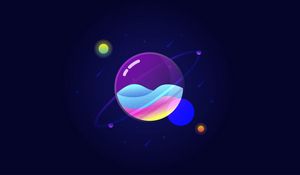 Превью обои планета, звезды, вектор, космос, арт