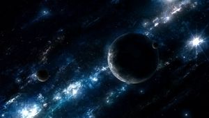 Превью обои планеты, галактика, космос, туманность, звезды