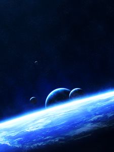 Превью обои планеты, космос, свечение, вселенная