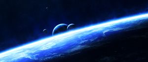 Превью обои планеты, космос, свечение, вселенная