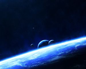 Превью обои планеты, космос, свечение, вселенная
