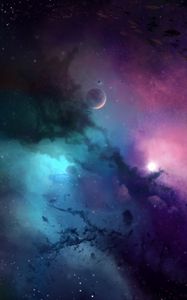 Превью обои планеты, космос, вселенная, галактика, арт, блеск