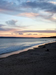 Превью обои пляж, берег, море, сумерки, пейзаж