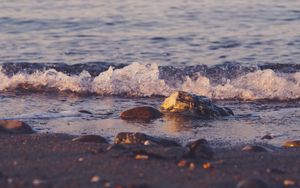 Превью обои пляж, камни, волны, вода, море