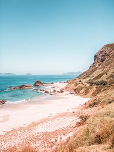 Превью обои пляж, море, берег, скалы, вода