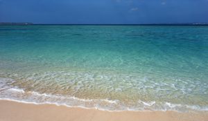 Превью обои пляж, море, морская пена, горизонт, природа
