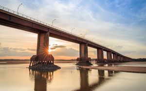 Превью обои пляж, море, мост, пейзаж