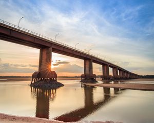 Превью обои пляж, море, мост, пейзаж