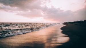 Превью обои пляж, море, облака, сумерки