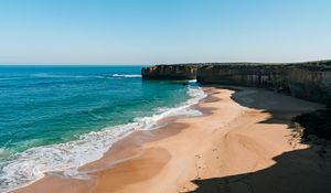 Превью обои пляж, море, скалы, пейзаж, природа, лето