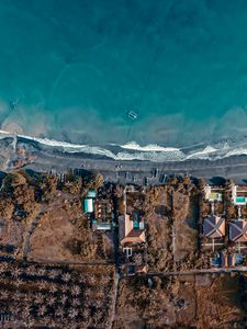 Превью обои пляж, море, тропики, лето, вид сверху