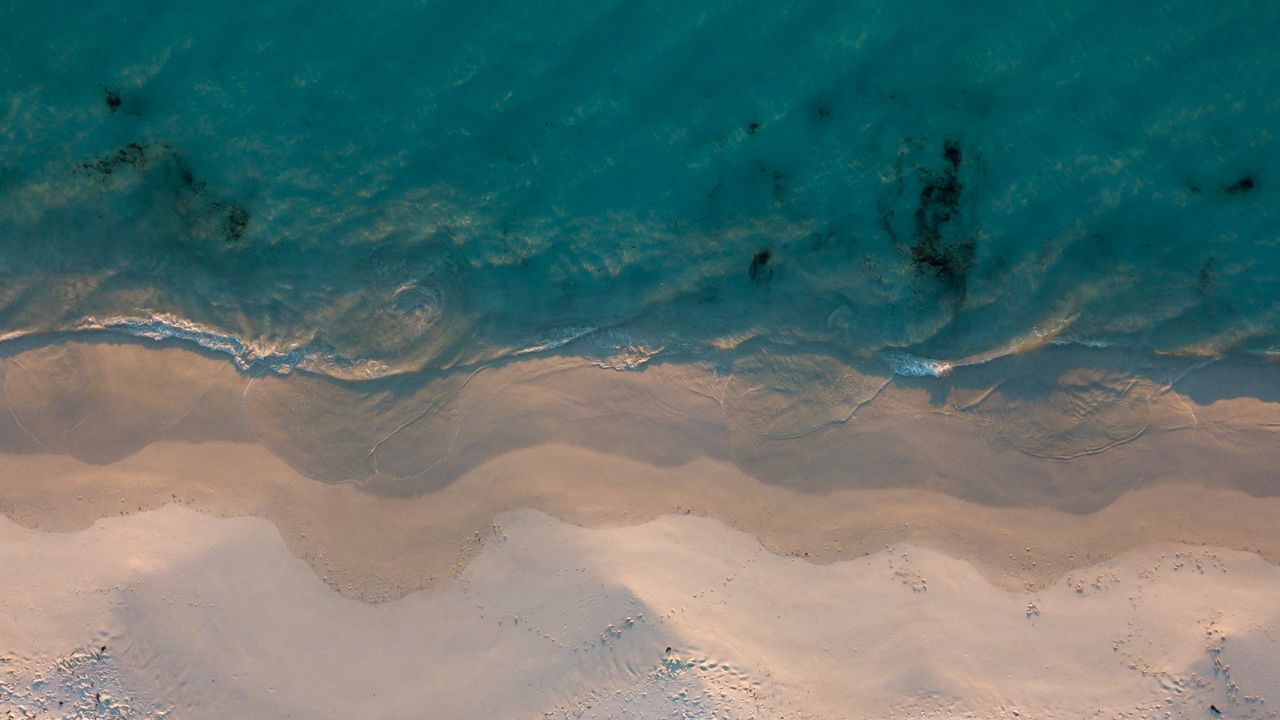 Обои пляж, море, вид сверху, песок, вода